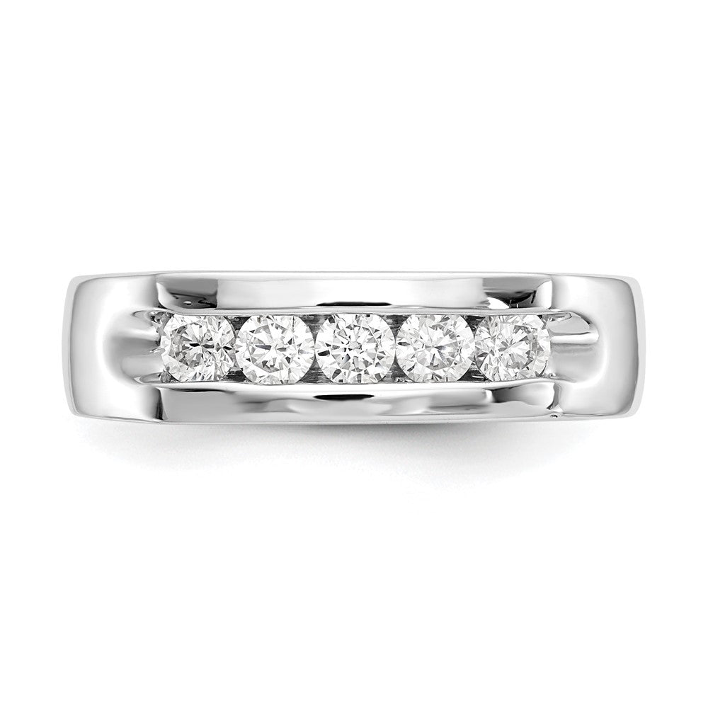 14K Weißgold Ring kanalgefasst mit 5 natürlichen Diamanten