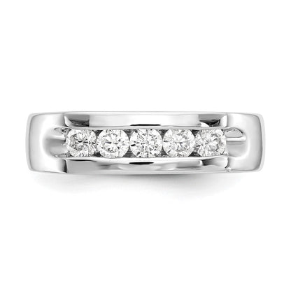 14K Weißgold Ring kanalgefasst mit 5 natürlichen Diamanten