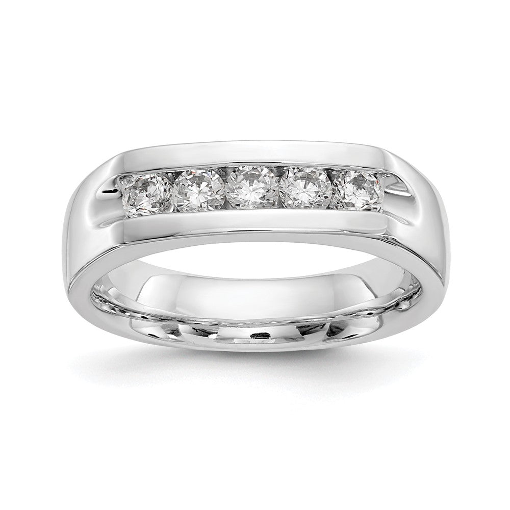 14K Weißgold Ring kanalgefasst mit 5 natürlichen Diamanten