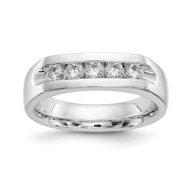 14K Weißgold Ring kanalgefasst mit 5 natürlichen Diamanten