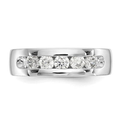 14K Weißgold Fünf-Steine-Ring mit natürlichen Diamanten in Kanalfassung