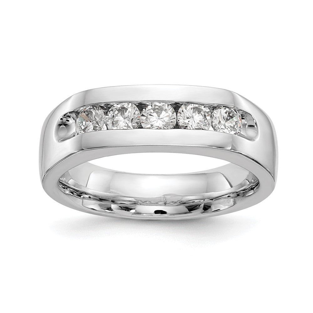 14K Weißgold Fünf-Steine-Ring mit natürlichen Diamanten in Kanalfassung