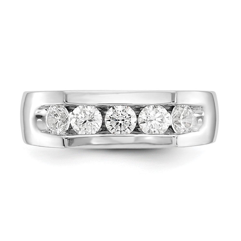 14K Weißgold 5 Stein 3/4 Karat Rund Diamant Komplett Kanalfassung Ring