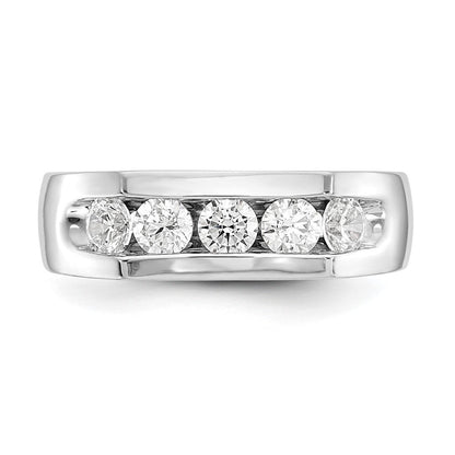 14K Weißgold 5 Stein 3/4 Karat Rund Diamant Komplett Kanalfassung Ring