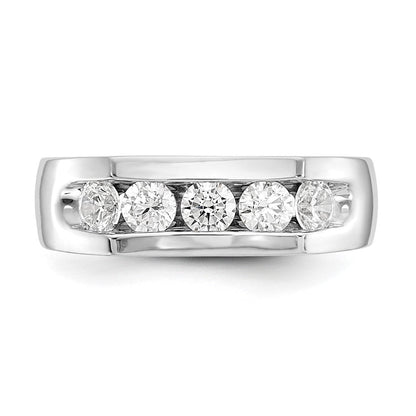 14K Weißgold Fünf-Stein-Ring mit natürlichen Diamanten in Kanalfassung