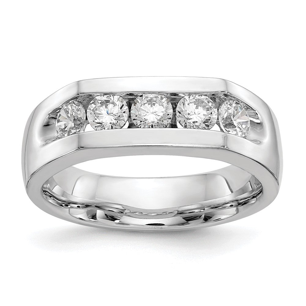 14K Weißgold 5 Stein 3/4 Karat Rund Diamant Komplett Kanalfassung Ring