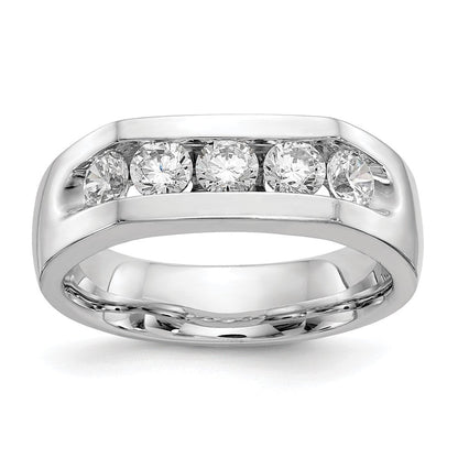 14K Weißgold 5 Stein 3/4 Karat Rund Diamant Komplett Kanalfassung Ring