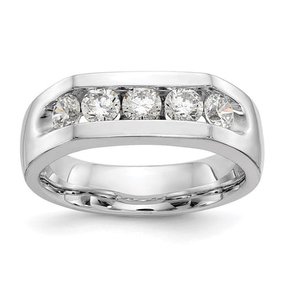 14K Weißgold Fünf-Stein-Ring mit natürlichen Diamanten in Kanalfassung