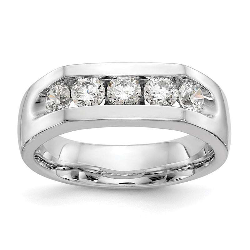 14K Weißgold Fünf-Stein-Ring mit natürlichen Diamanten in Kanalfassung