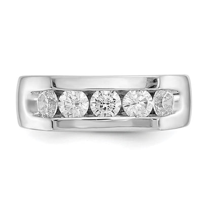 14K Weißgold 5-stone 1 Karat Rund Diamant Komplett Kanalfassung Ehering Ring