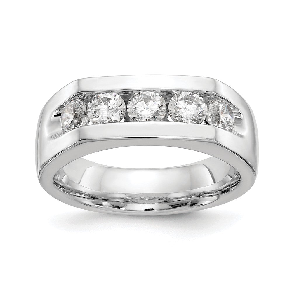 14K Weißgold 5-stone 1 Karat Rund Diamant Komplett Kanalfassung Ehering Ring