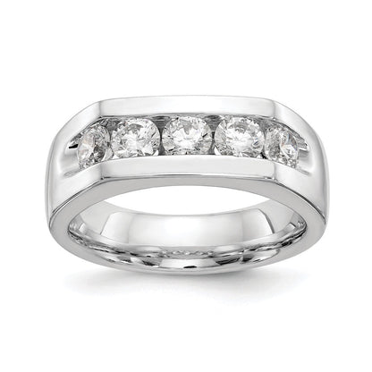 14K Weißgold 5-stone 1 Karat Rund Diamant Komplett Kanalfassung Ehering Ring