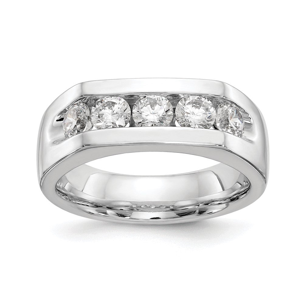 14K Weißgold 5-stone Echt Diamant Kanalfassung Ring