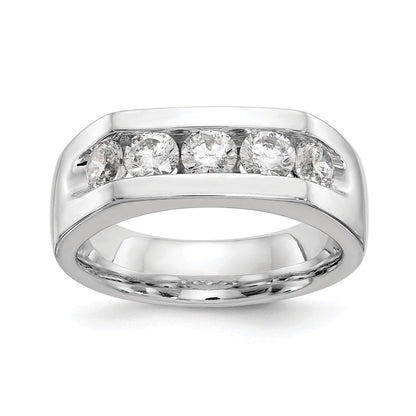 14K Weißgold 5-stone Echt Diamant Kanalfassung Ring