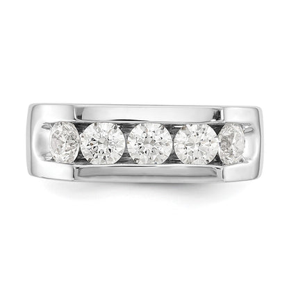 14K Weißgold 5-stone 1.25 Karat Rund Diamant Komplett Kanalfassung Ehering Ring