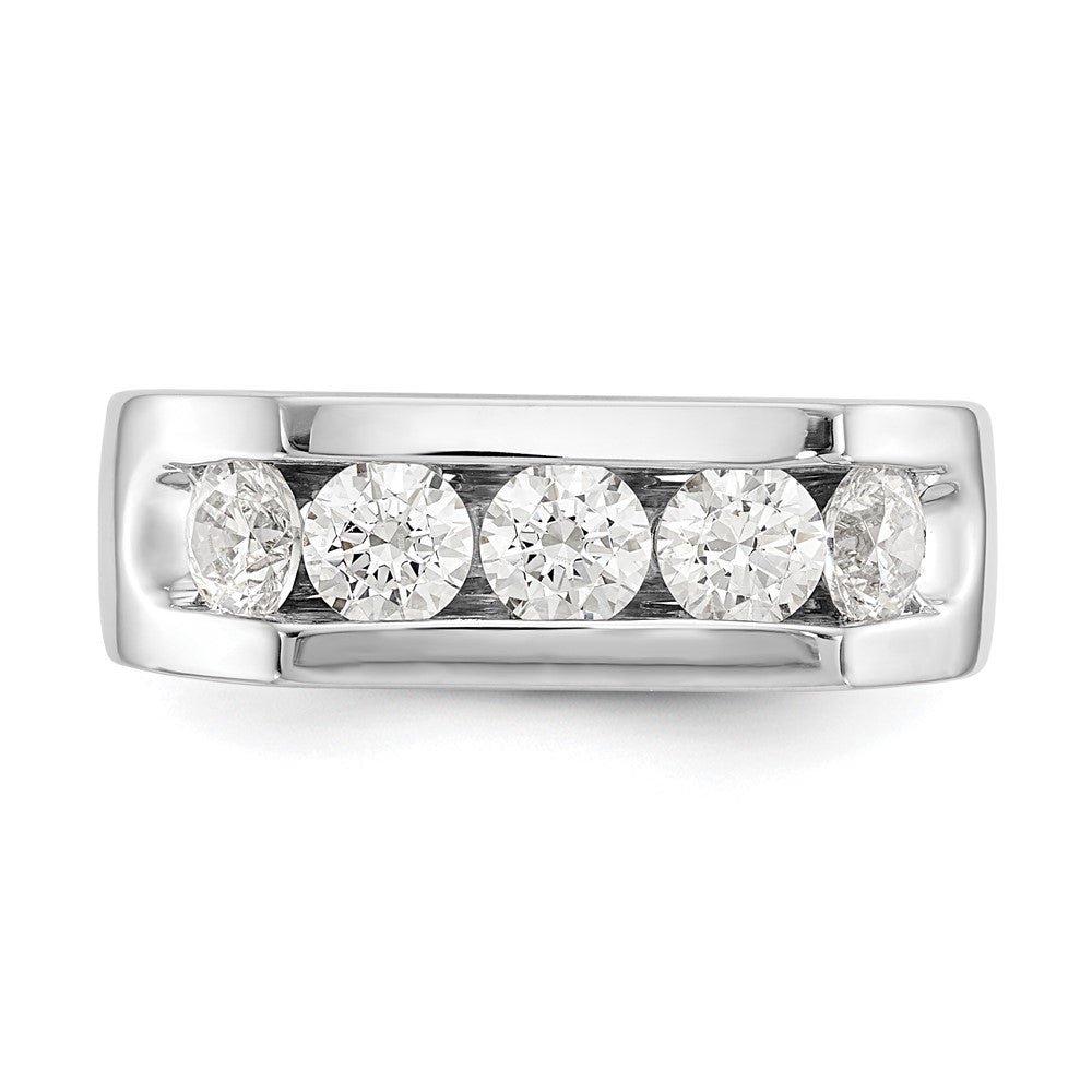 14K Weißgold 5-stone Echt Diamant Kanalfassung Ring