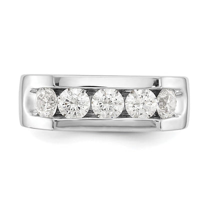 14K Weißgold 5-stone Echt Diamant Kanalfassung Ring