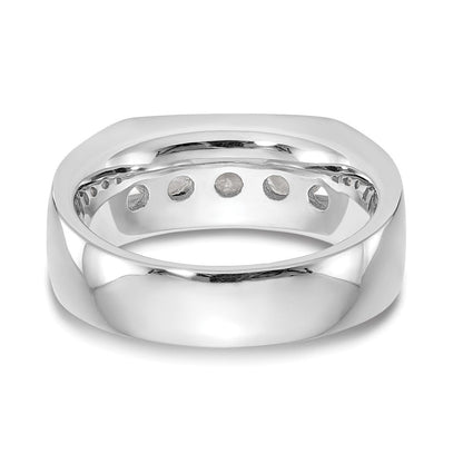 14K Weißgold 5-stone Echt Diamant Kanalfassung Ring