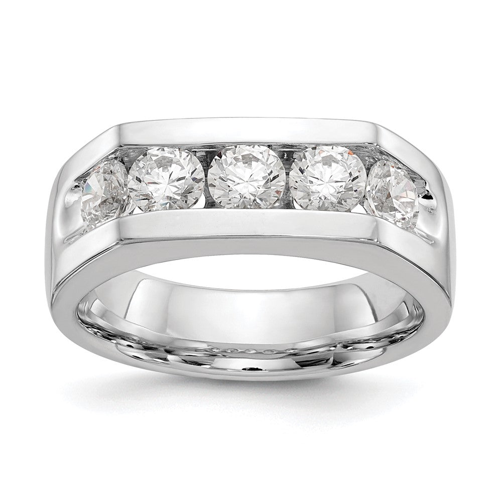 14K Weißgold 5-stone Echt Diamant Kanalfassung Ring