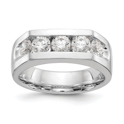 14K Weißgold 5-stone Echt Diamant Kanalfassung Ring