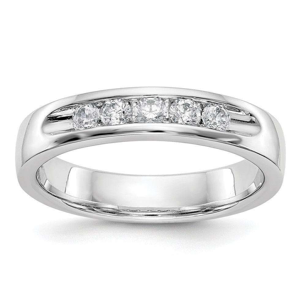 14K Weißgold Ring mit 5 Steinen, 0,25K runden Diamanten in Kanalfassung