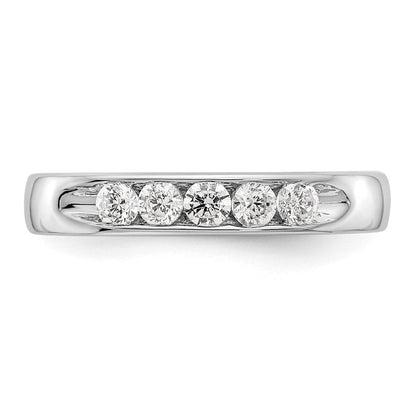 14K Weißgold Ring mit 5 runden Diamanten und Kanalfassung, 0,33 ct