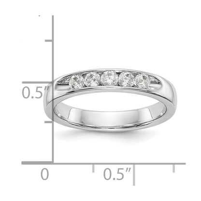 14K Weißgold Ring mit 5 runden Diamanten und Kanalfassung, 0,33 ct