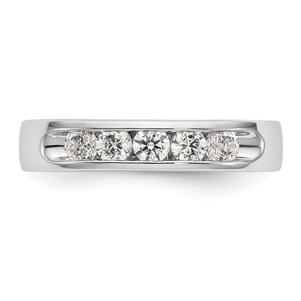 14K Weißgold Ring mit 5 runden Diamanten, 0,5K, komplette Kanalfassung