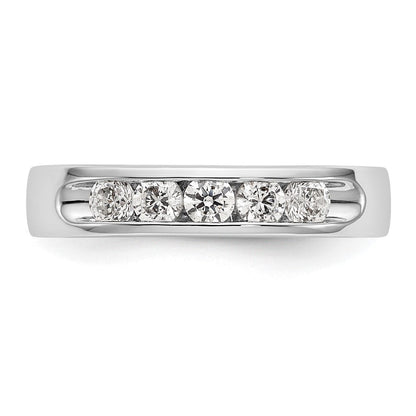 14K Weißgold Ring mit 5 runden Diamanten, 0,5K, komplette Kanalfassung