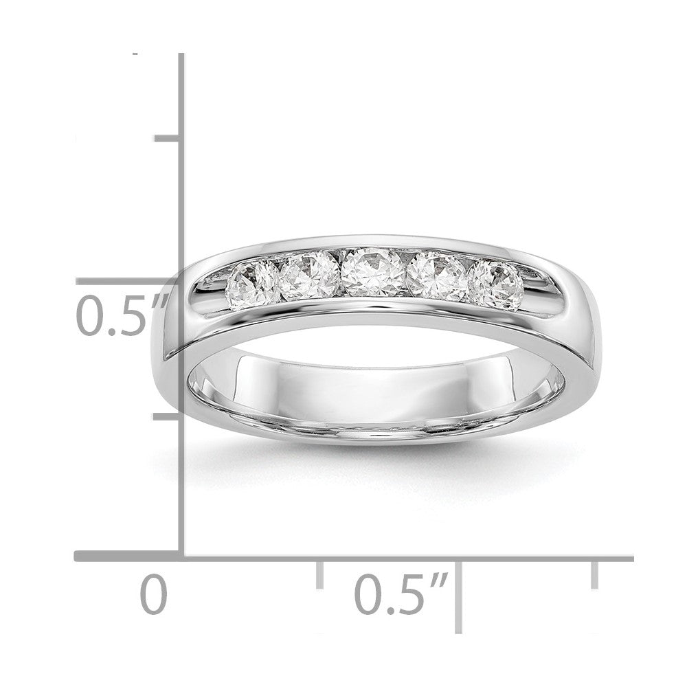 14K Weißgold Ring mit 5 runden Diamanten, 0,5K, komplette Kanalfassung