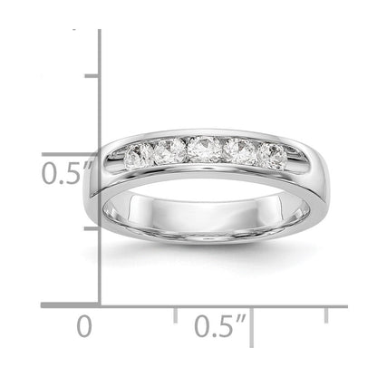 14K Weißgold Ring mit 5 runden Diamanten, 0,5K, komplette Kanalfassung