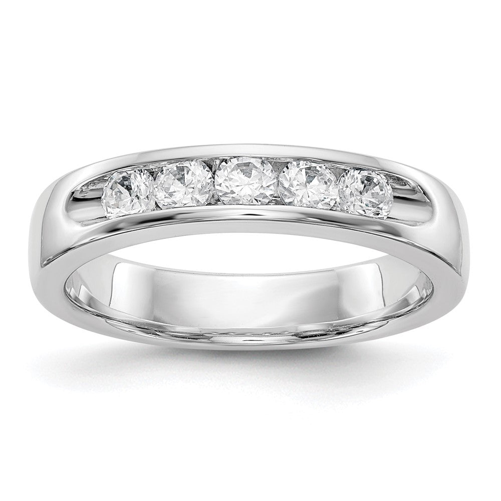 14K Weißgold Ring mit 5 runden Diamanten, 0,5K, komplette Kanalfassung