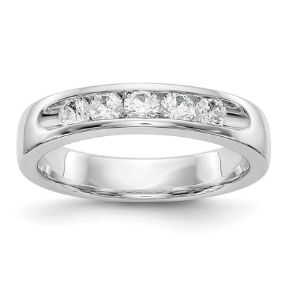 14K Weißgold Ring mit 5 runden Diamanten, 0,5K, komplette Kanalfassung