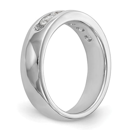 14K Weißgold 5-stone 3/4 Karat Rund Diamant Komplett Kanalfassung Ehering Ring