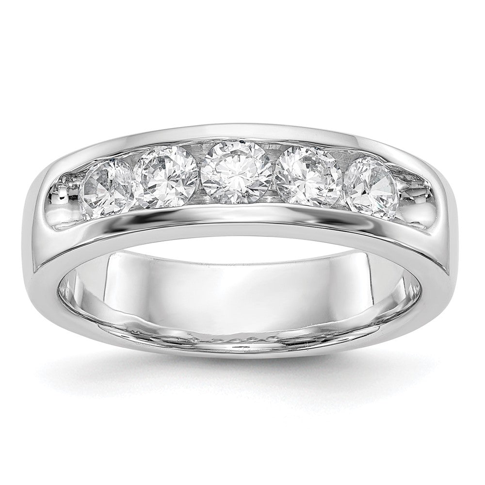 14K Weißgold Ring mit 5 Diamanten in Kanalfassung, 0,75 ct., rund