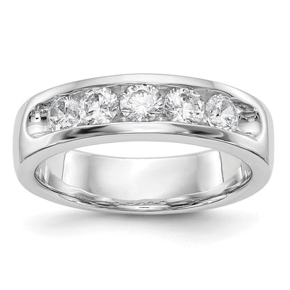 14K Weißgold Ring mit 5 Diamanten in Kanalfassung, 0,75 ct., rund