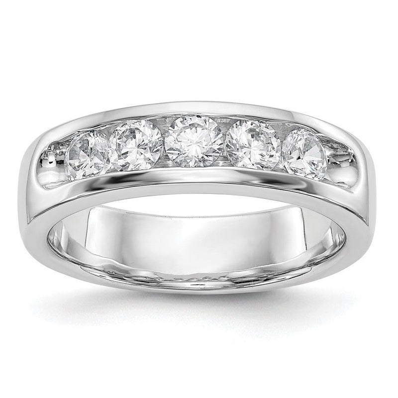14K Weißgold Ring mit 5 Diamanten in Kanalfassung, 0,75 ct., rund