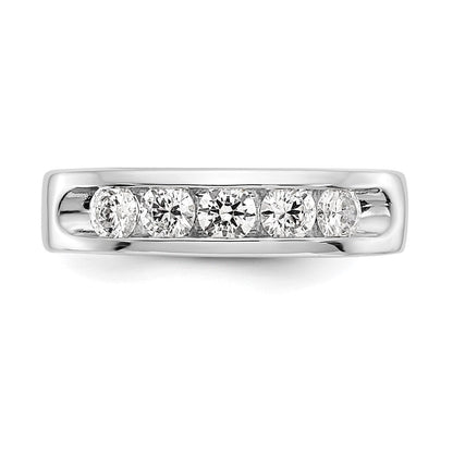 14K Weißgold Ring mit 5 runden Diamanten, 1 ct., in Kanalfassung