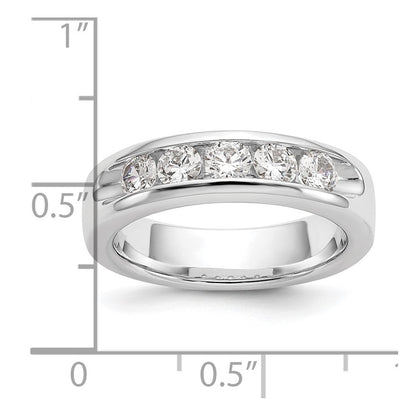 14K Weißgold Ring mit 5 runden Diamanten, 1 ct., in Kanalfassung