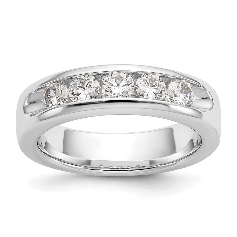 14K Weißgold Fünf-Stein-Ring mit natürlichen Diamanten in Kanalfassung