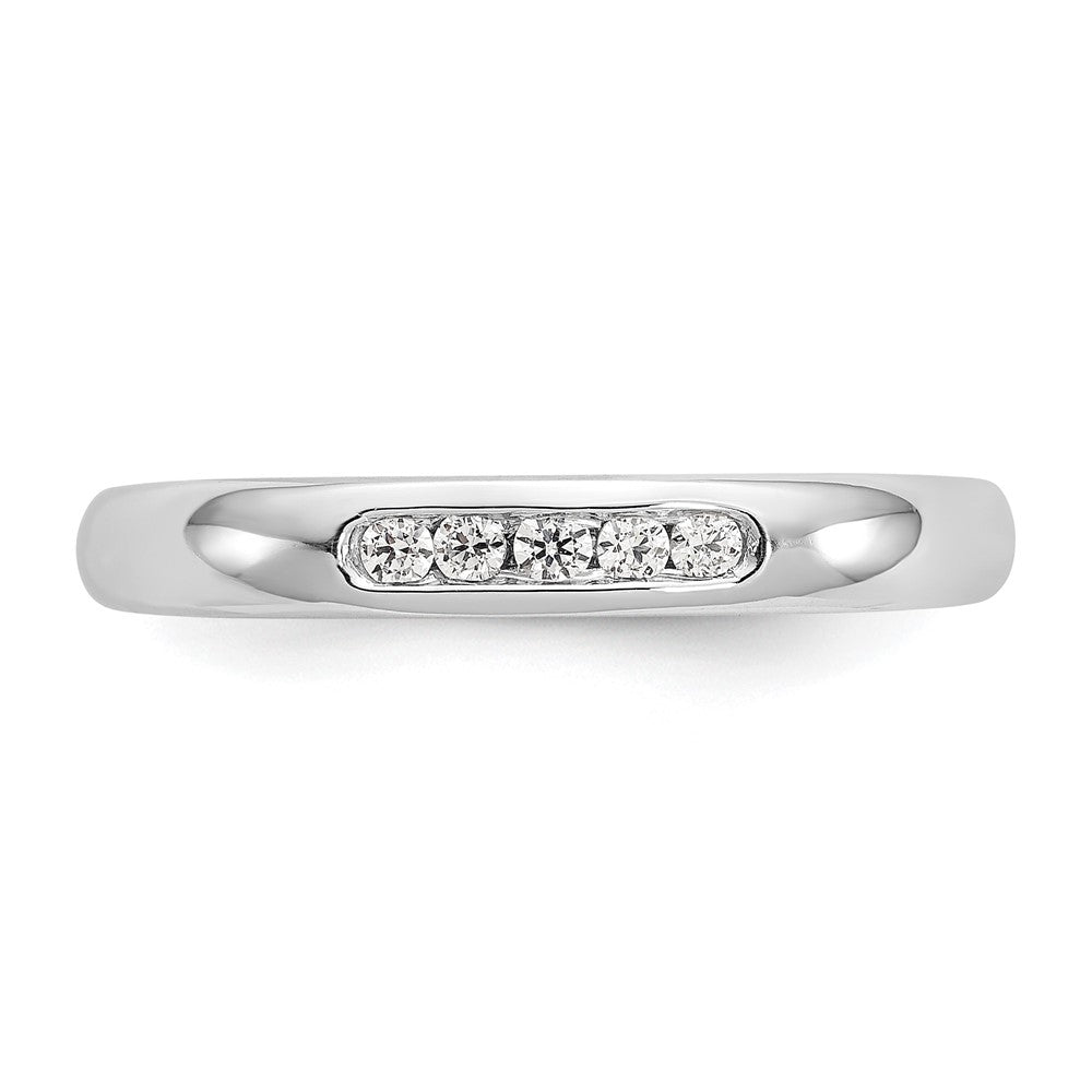 14K Weißgold Fünf-Steine kanalgefasster Ehering mit natürlichen Diamanten