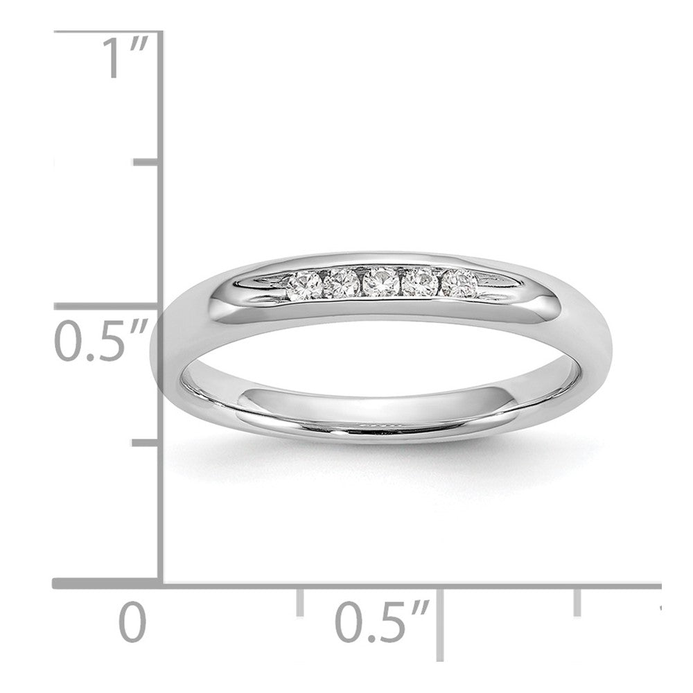 14K Weißgold Fünf-Steine kanalgefasster Ehering mit natürlichen Diamanten