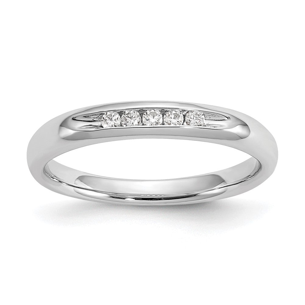 14K Weißgold Fünf-Steine kanalgefasster Ehering mit natürlichen Diamanten