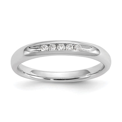 14K Weißgold Fünf-Steine kanalgefasster Ehering mit natürlichen Diamanten