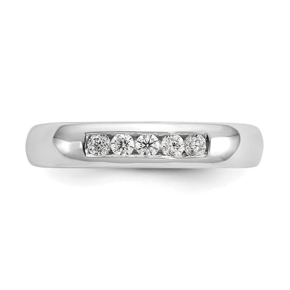 14K Weißgold Fünf-Stein-Ring mit natürlichen Diamanten in Kanalfassung