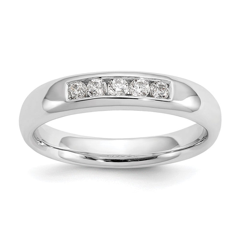 14K Weißgold Fünf-Stein-Ring mit natürlichen Diamanten in Kanalfassung