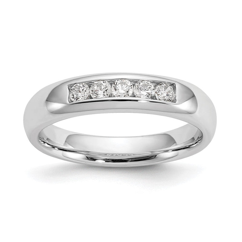 14K Weißgold Ring mit 5 natürlichen Diamanten in Kanalfassung