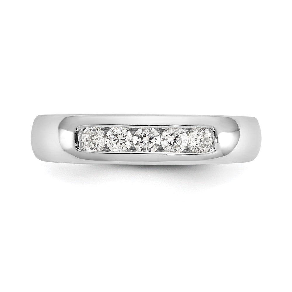 14K Weißgold Fünf-Stein Ehering mit natürlichen Diamanten in Kanalfassung