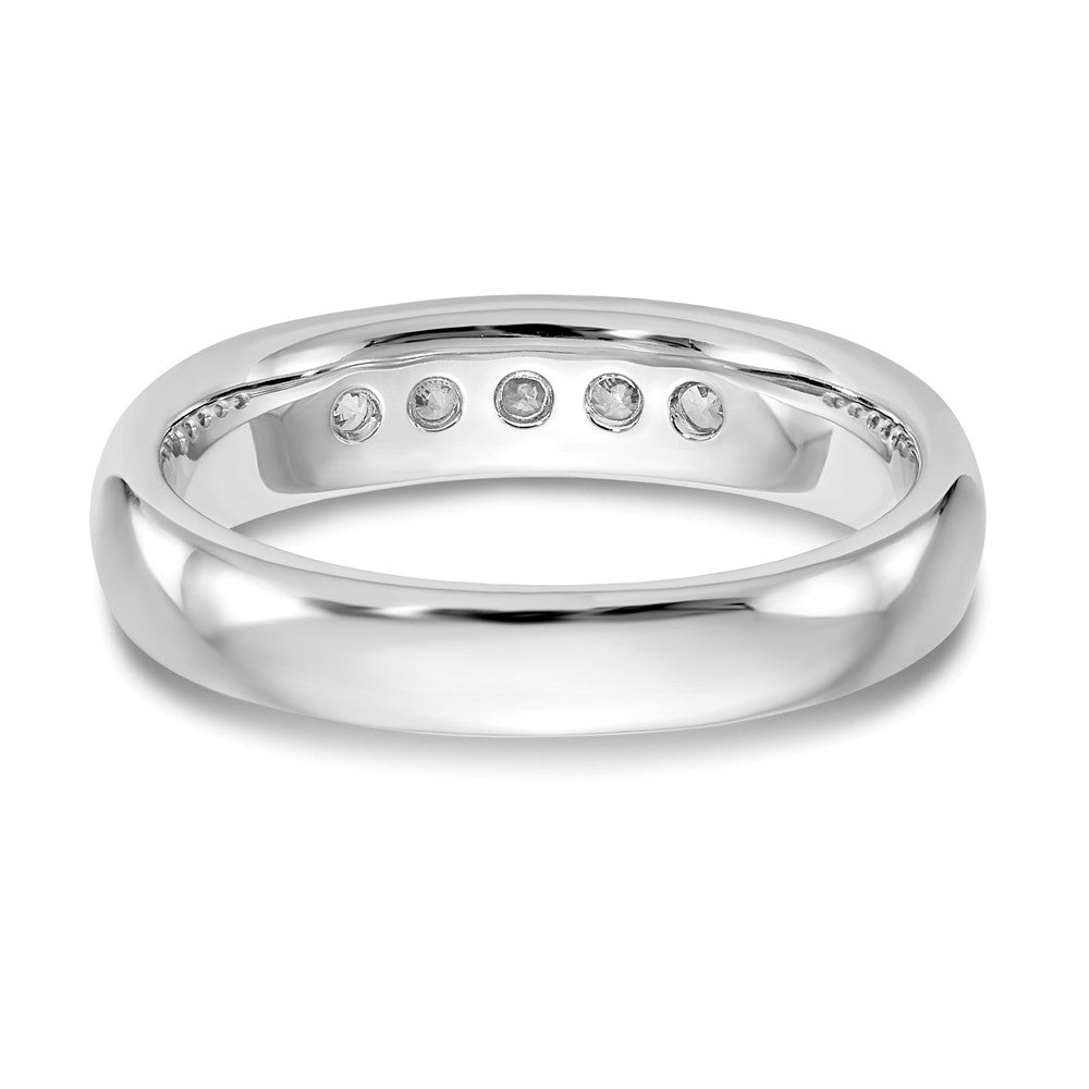 14K Weißgold Fünf-Stein Ehering mit natürlichen Diamanten in Kanalfassung