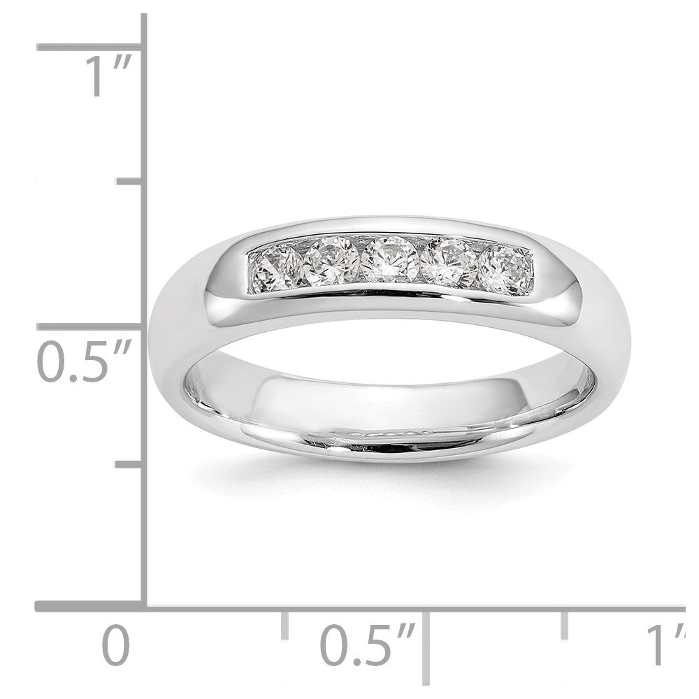 14K Weißgold Fünf-Stein Ehering mit natürlichen Diamanten in Kanalfassung